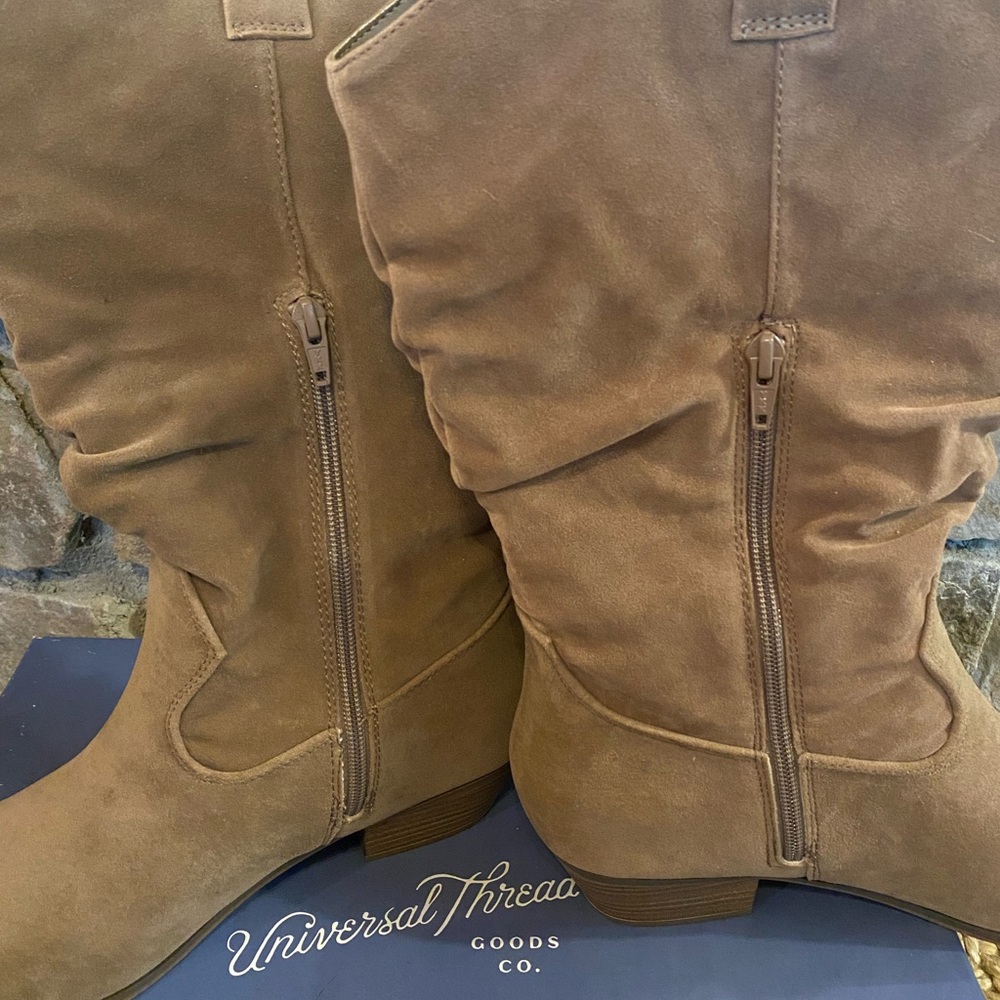 Universal Thread Slouchy Tan Heeled Boots - Picture 2 of 5
